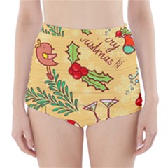 Merry Christmas, New Year Backgrounds, Happy New Year High-waisted Bikini Bottoms