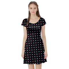 Pattern Dots Wallpaper Seamless Short Sleeve Skater Dress