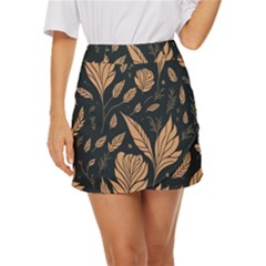 Background Pattern Leaves Texture Mini Front Wrap Skirt