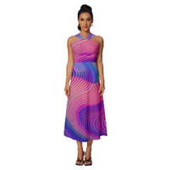 Swirl Twirl Design Pattern Purple Sleeveless Cross Front Cocktail Midi Chiffon Dress by Salmanaz77