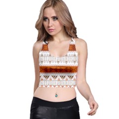 Ethnic Traditional Seamless Pattern Racer Back Crop Top