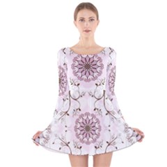 Floral Flora Flower Seamless Pattern Long Sleeve Velvet Skater Dress