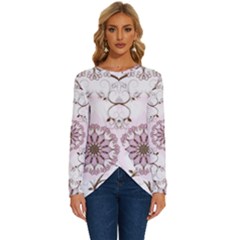 Floral Flora Flower Seamless Pattern Long Sleeve Crew Neck Pullover Top