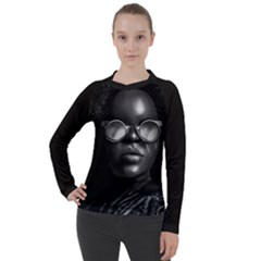 Cool Afro Beauty Portrait Illustration (ai+human) Women s Pique Long Sleeve T-shirt