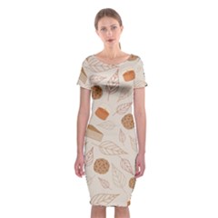 Leaves Cake Cookies Pattern Classic Short Sleeve Midi Dress