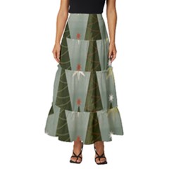 Christmas Trees Pattern Tiered Ruffle Maxi Skirt