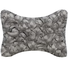 Silver Blossom Elegance Print (ai+human) Seat Head Rest Cushion by dflcprintsclothing