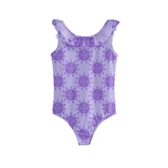 Purple Pattern Seamless Texture Mandala Kids  Frill Swimsuit