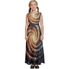 Galaxy Background Star Kids  Satin Sleeveless Maxi Dress