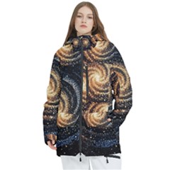 Galaxy Background Star Women s Multi Pockets Zip Ski And Snowboard Waterproof Breathable Jacket