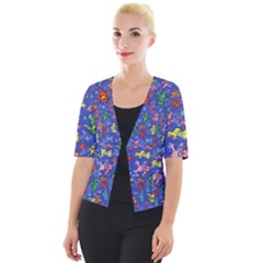 Grateful Dead Dancing Bears Pattern Cropped Button Cardigan