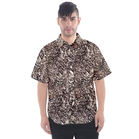 Earth Tones Fall Abstract Textured Print Men s Short Sleeve Shirt by dflcprintsclothing