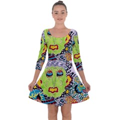 Supersonic Monster Mash Quarter Sleeve Skater Dress