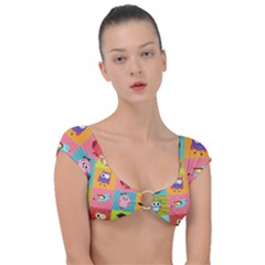 Owls Pattern, Abstract, Art, Desenho Cap Sleeve Ring Bikini Top