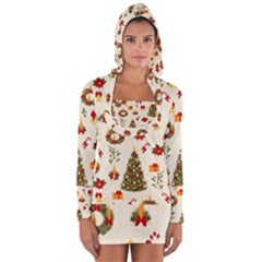 Christmas Pattern, Pattern, Christmas, Trees Long Sleeve Hooded T-shirt