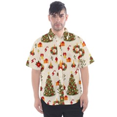 Christmas Pattern, Pattern, Christmas, Trees Men s Short Sleeve Shirt