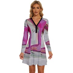 900 Luciano 897116 60697 V1 V1 Long Sleeve Deep V Mini Dress  by Lucianodenobrega