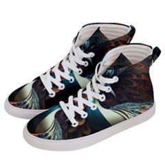 Colorful Peacock Bird Feathers Men s Hi-top Skate Sneakers