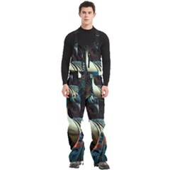 Colorful Peacock Bird Feathers Men s Front Zip Ski And Snowboard Bib Pants