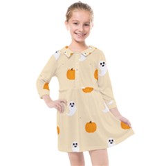 Pumpkin And Boo Crew Halloween  Kids  Quarter Sleeve Shirt Dress