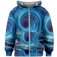 Astral Waveform Fantasy Kids  Zipper Hoodie Without Drawstring