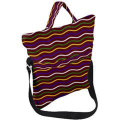 Multicolor Wave Pattern Fold Over Handle Tote Bag