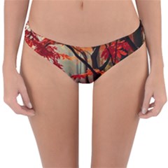 Forest Path Red Nature Reversible Hipster Bikini Bottoms