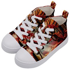 Forest Path Red Nature Kids  Mid-top Canvas Sneakers