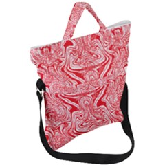 A Red And White Image Of A Pattern On A White Background Fold Over Handle Tote Bag