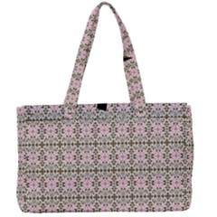 A Pink And Brown Pattern On A White Background Canvas Work Bag