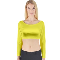 A Yellow Background With A Black Border Long Sleeve Crop Top by catchydesignhill