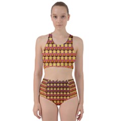 Gradient Lion Head Pattern Racer Back Bikini Set