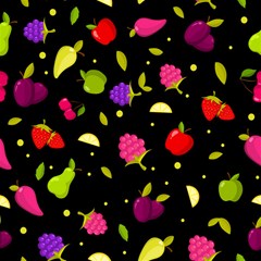 vector seamless summer fruits pattern colorful cartoon background