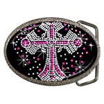 Hot Pink Rhinestone Cross Belt Buckle (Oval)