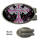 Hot Pink Rhinestone Cross Money Clip (Oval)