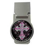 Hot Pink Rhinestone Cross Money Clip (Round)