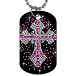 Hot Pink Rhinestone Cross Twin-sided Dog Tag