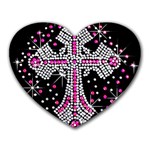 Hot Pink Rhinestone Cross Mouse Pad (Heart)