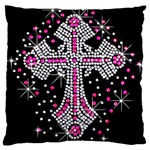 Hot Pink Rhinestone Cross Large Cushion Case (One Side)