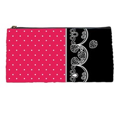 Lace Dots With Black Pink Pencil Case by strawberrymilk