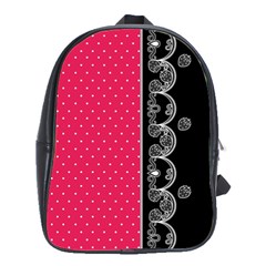 Lace Dots With Black Pink School Bag (large)