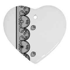 Lace White Dots White With Black Heart Ornament (two Sides)