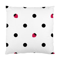 Strawberry Dots Black Cushion Case (one Side)