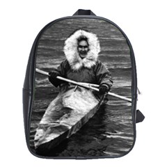 Vintage Usa Alaska Eskimo And His Kayak 1970 School Bag (xl) by Vintagephotos