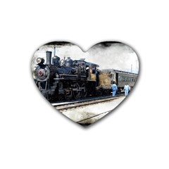 The Steam Train 4 Pack Rubber Drinks Coaster (heart) by AkaBArt