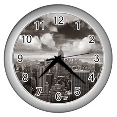 New York, Usa Silver Wall Clock