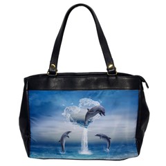 The Heart Of The Dolphins Oversize Office Handbag (one Side) by gatterwe