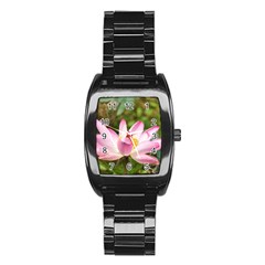 A Pink Lotus Men s Stainless Steel Barrel Analog Watch by natureinmalaysia