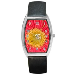 A Red Flower Tonneau Leather Watch by natureinmalaysia