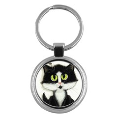 Tuxedo Cat By Bihrle Key Chain (round) by AmyLynBihrle